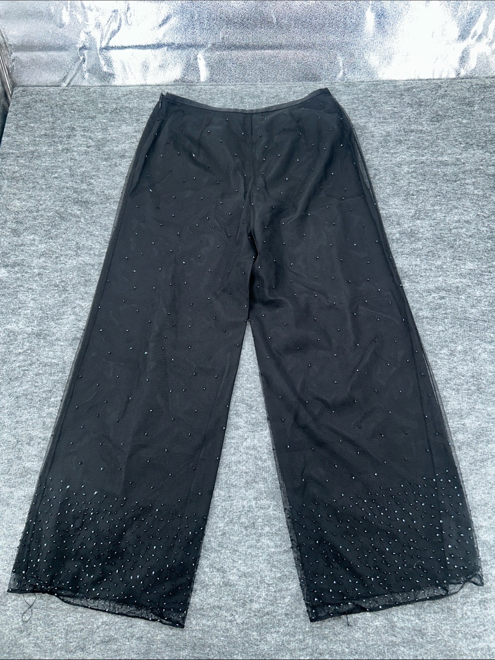Ann Taylor Black Embellished Wide-Leg Kids Bottoms Sequined Pants Sz 8P - Picture 9 of 13